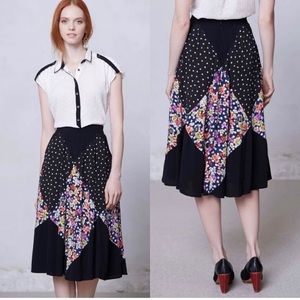 ANTHROPOLOGIE Maeve Diamond Mosaic Midi Skirt Medium